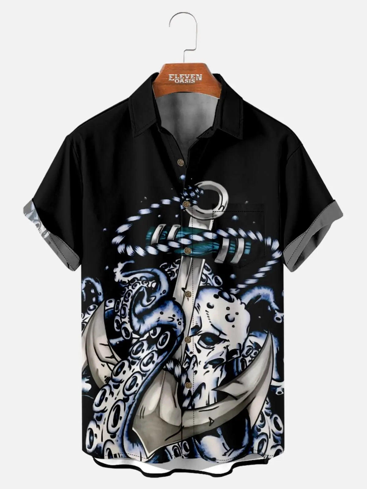 Tall Men's Deep Sea Kraken Anchor Bowling Shirt Eleven Oasis