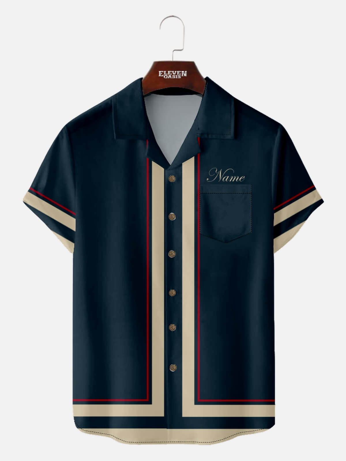 Men's Classic Contrast Trim Customizable Short Sleeve Shirt ElevenOasis