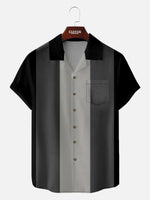 Men's Stripe Panel Bowling Short Sleeve Shirt Eleven Oasis