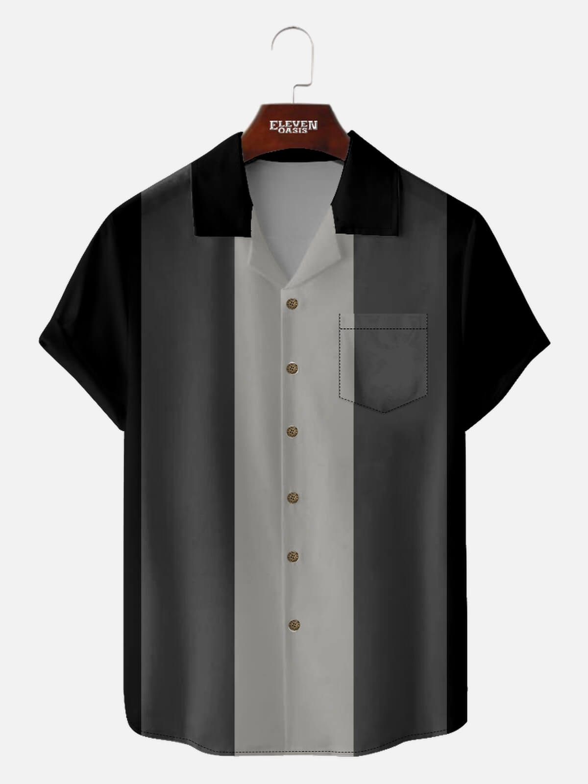 Men's Stripe Panel Bowling Short Sleeve Shirt Eleven Oasis