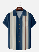Men's Retro Pinstripe Bowling Short Sleeve Shirt Eleven Oasis