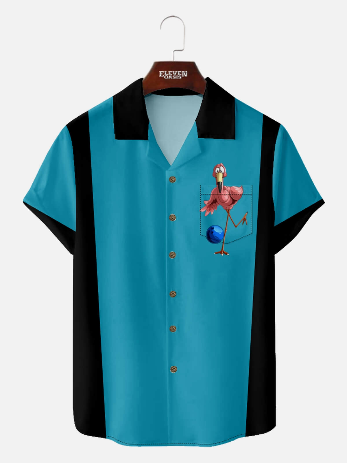 Men's Flamingo Bowling Short Sleeve Shirt Eleven Oasis