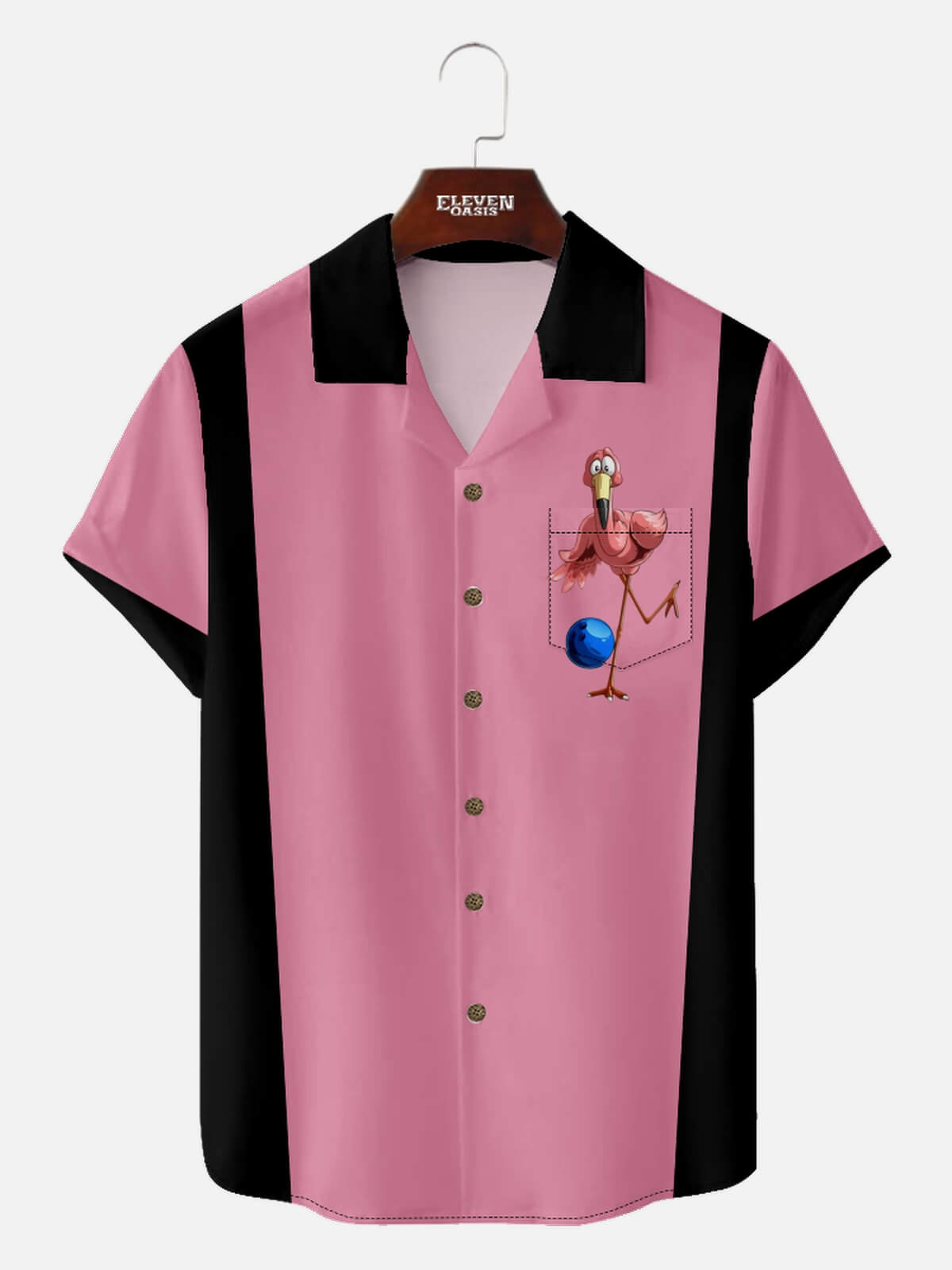 Men's Flamingo Bowling Short Sleeve Shirt Eleven Oasis