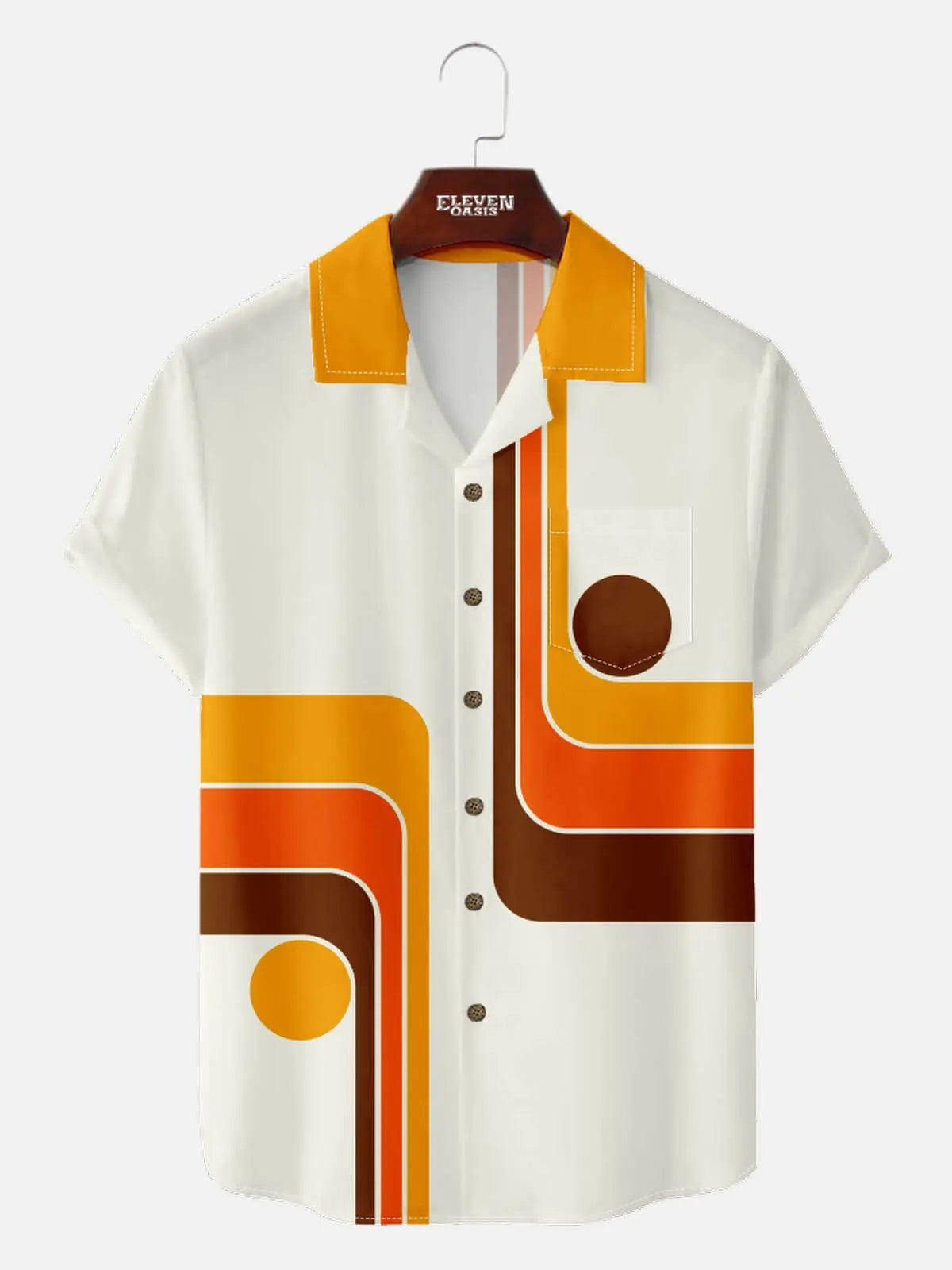Men's Groovy Geometric Short Sleeve Shirt ElevenOasis