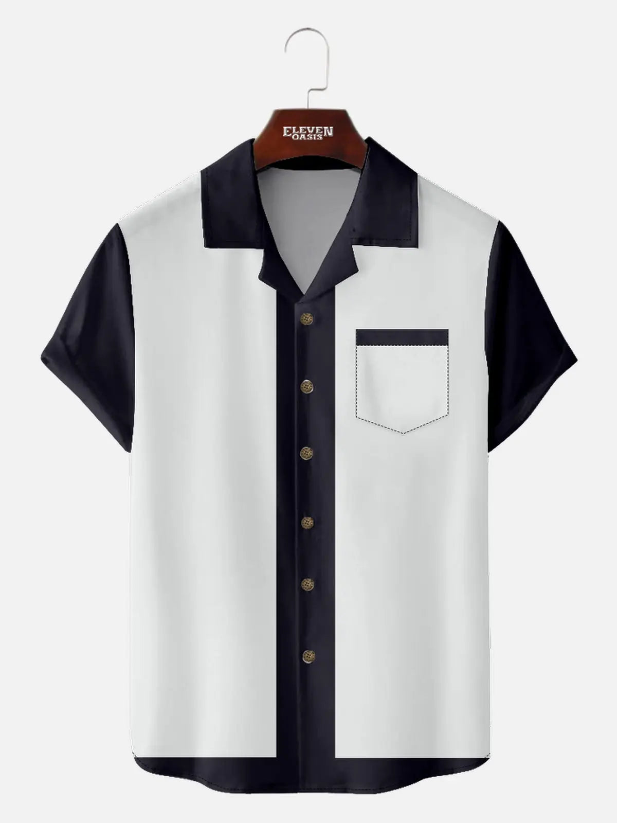 Men's Retro Trim Bowling Short Sleeve Shirt ElevenOasis