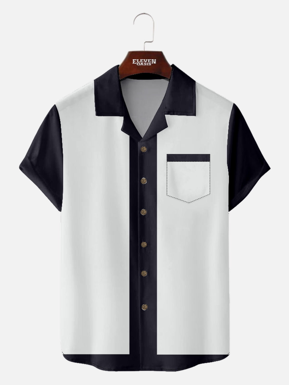 Men's Retro Trim Bowling Short Sleeve Shirt Eleven Oasis