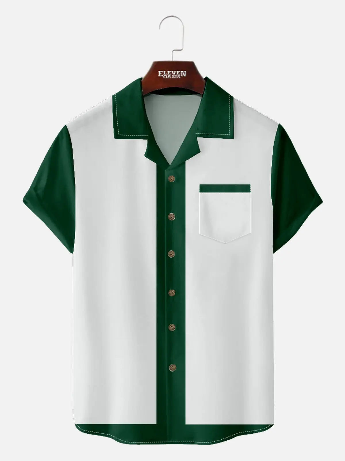 Men's Retro Trim Bowling Short Sleeve Shirt ElevenOasis