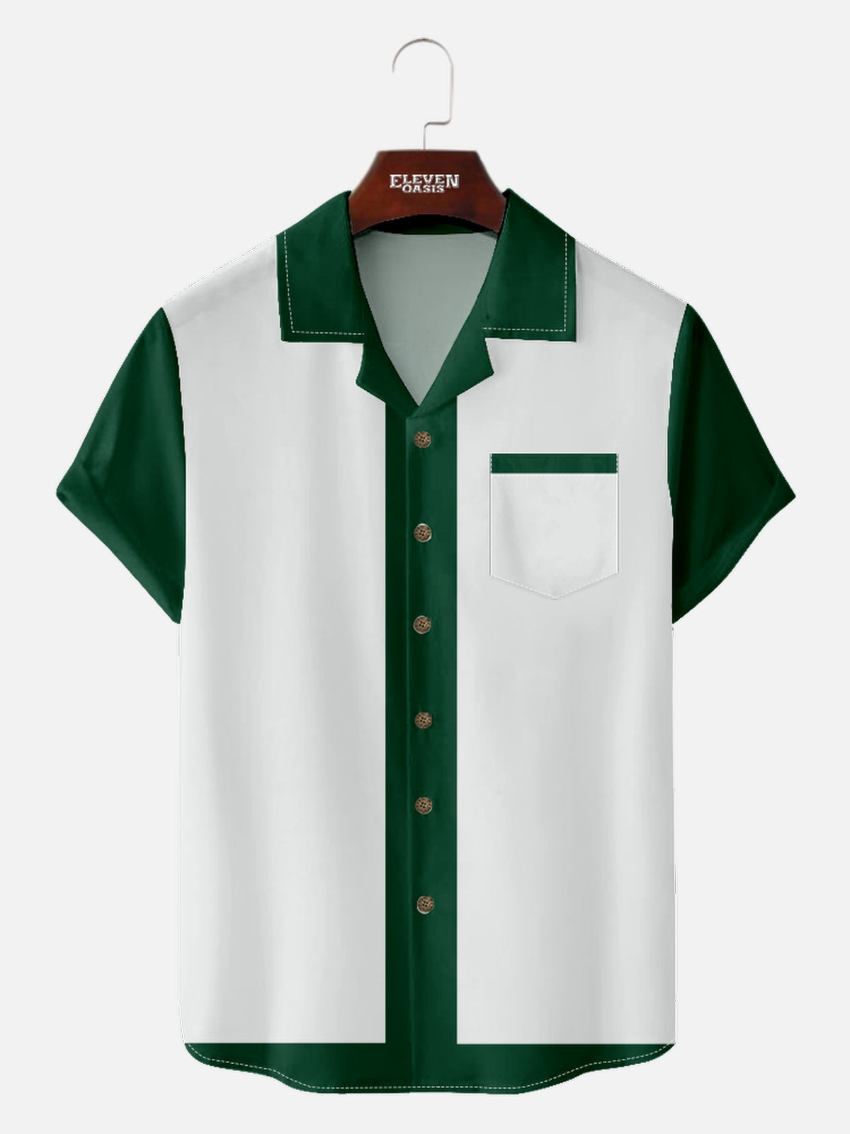 Men's Retro Trim Bowling Short Sleeve Shirt Eleven Oasis