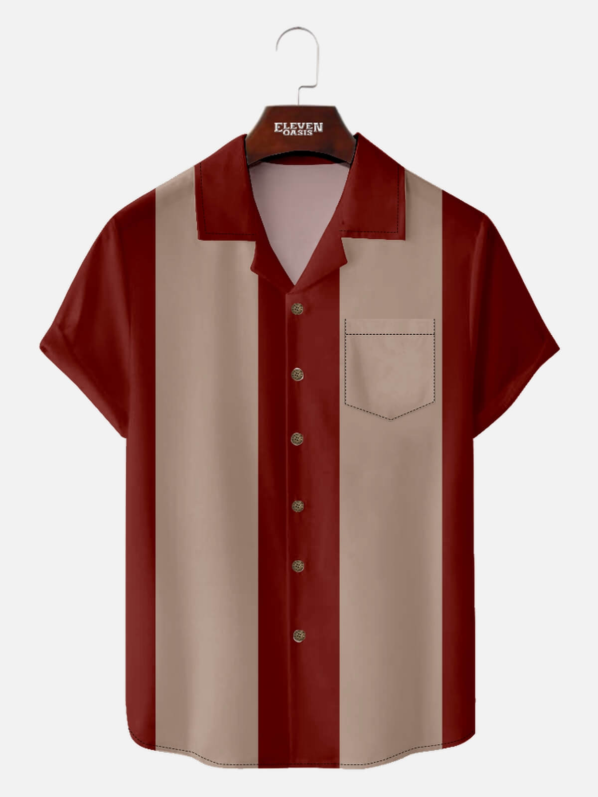 Men's Classic Customizable Bowling Style Short Sleeve Shirt ElevenOasis