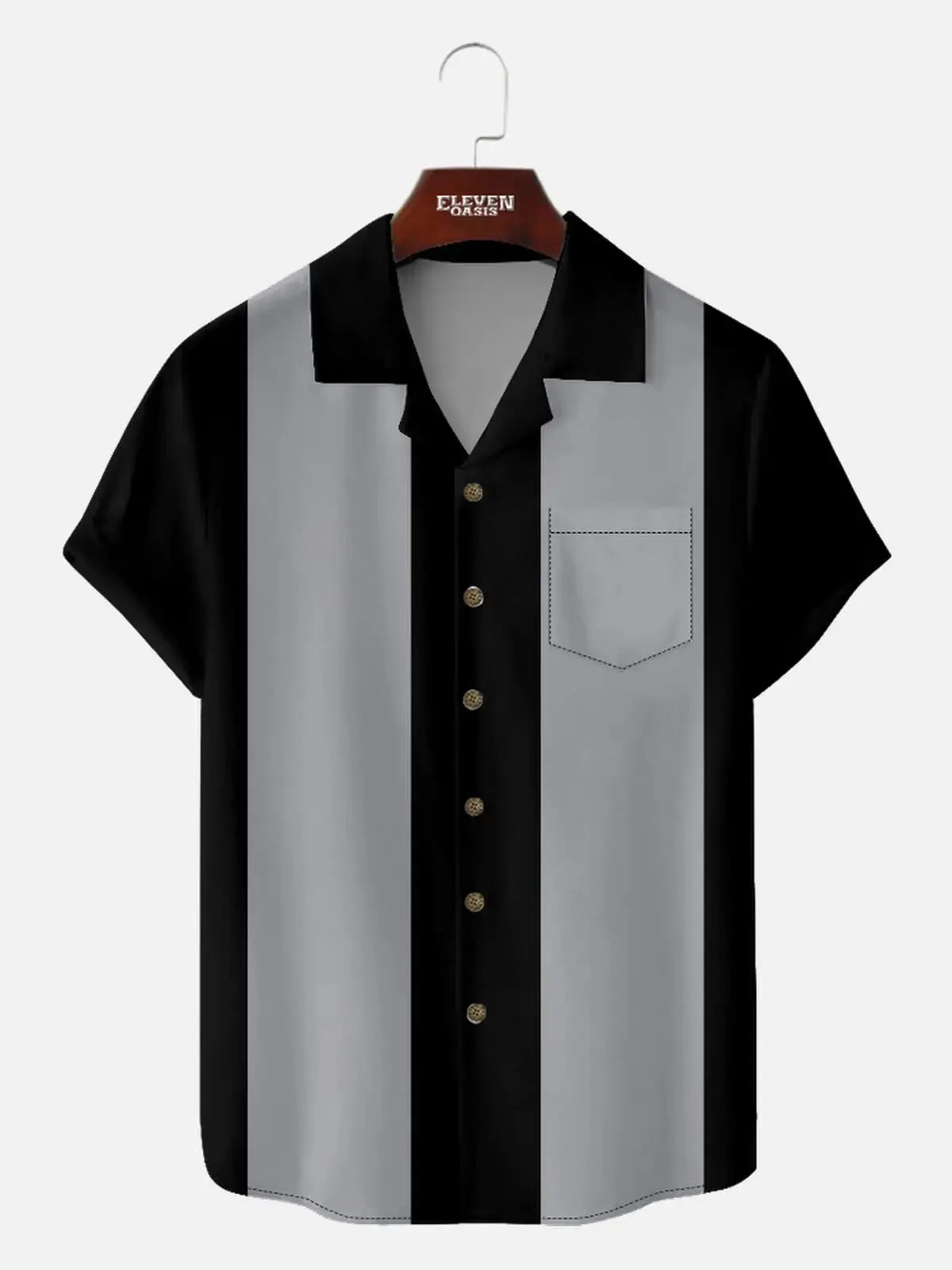 Men's Classic Customizable Bowling Style Short Sleeve Shirt ElevenOasis