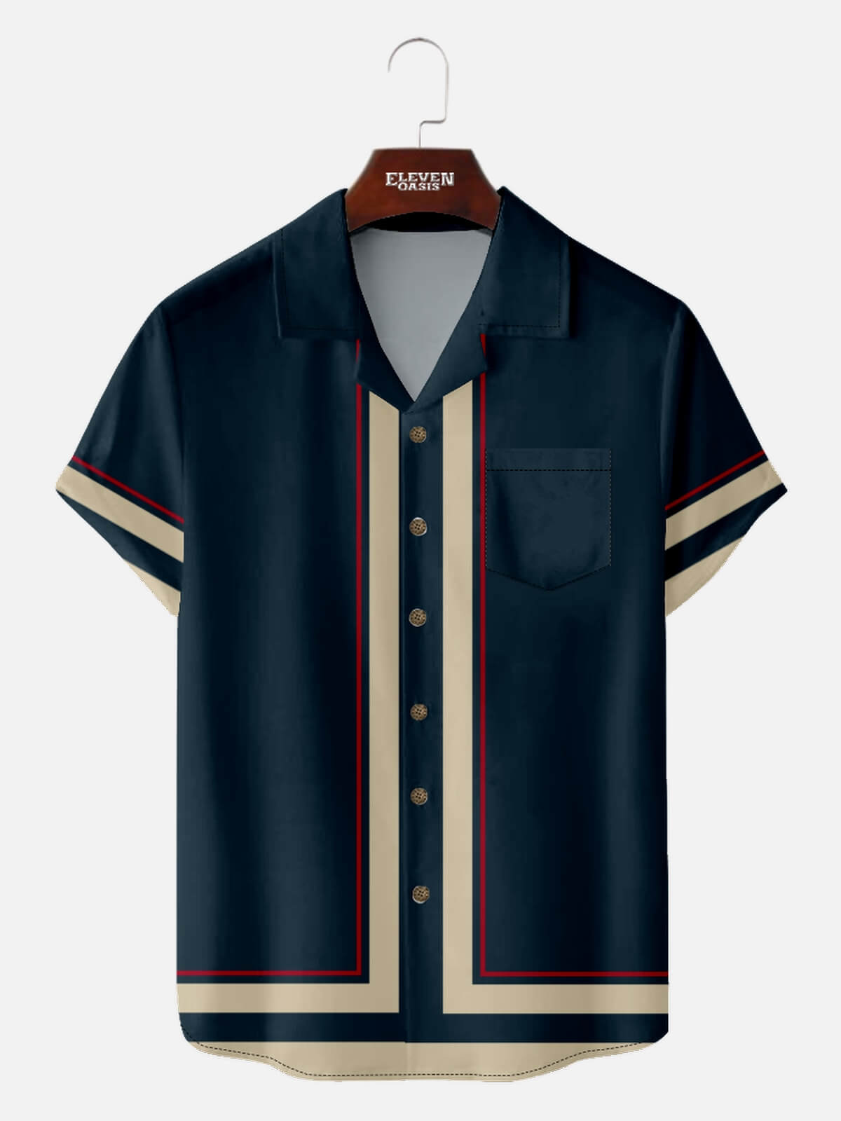 Men's Classic Contrast Trim Short Sleeve Shirt ElevenOasis