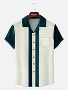 Men's Framed Panel Contrast Collar Short Sleeve Shirt ElevenOasis