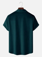 Men's Framed Panel Contrast Collar Short Sleeve Shirt ElevenOasis
