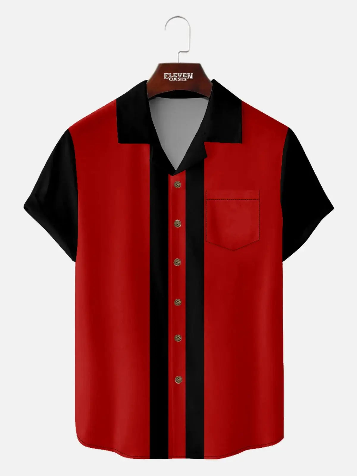Men's Framed Panel Contrast Collar Short Sleeve Shirt ElevenOasis