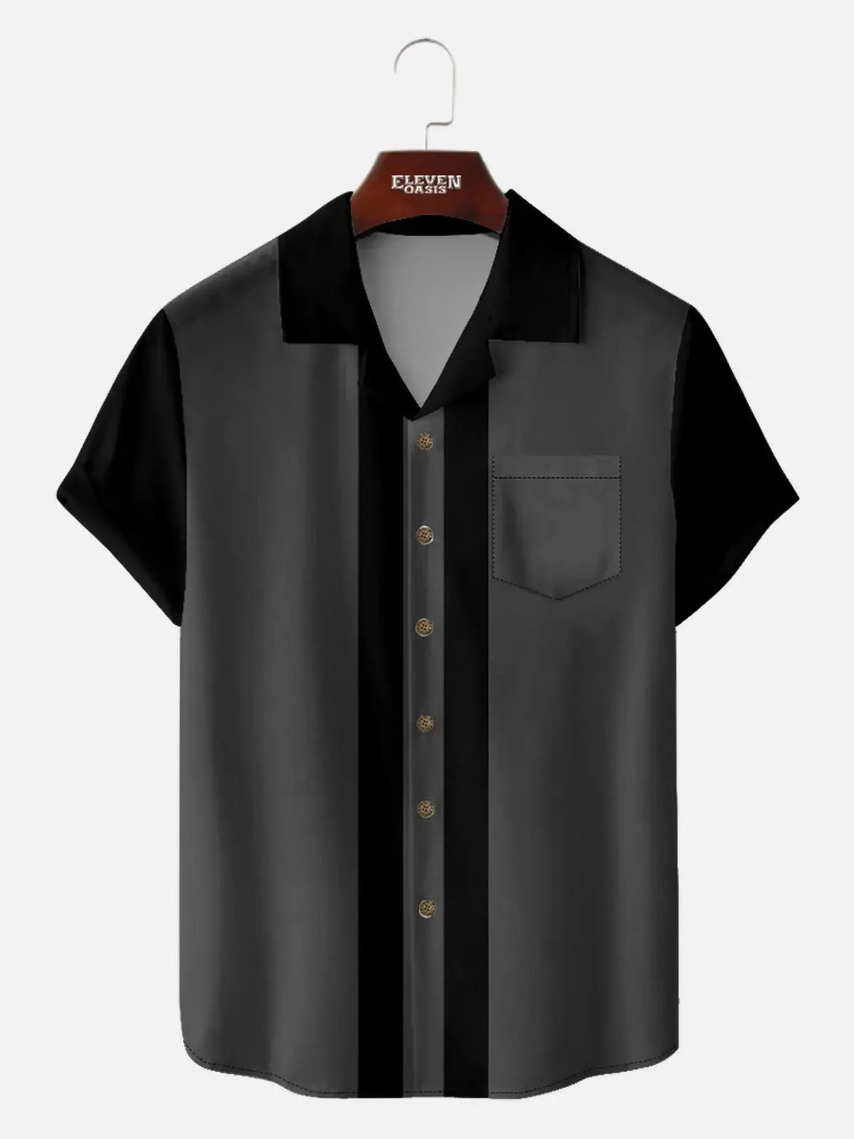 Men's Framed Panel Contrast Collar Short Sleeve Shirt ElevenOasis