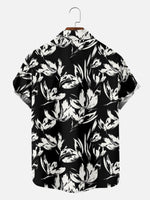 Men's Monochrome Floral Pattern Short Sleeve Shirt Eleven Oasis
