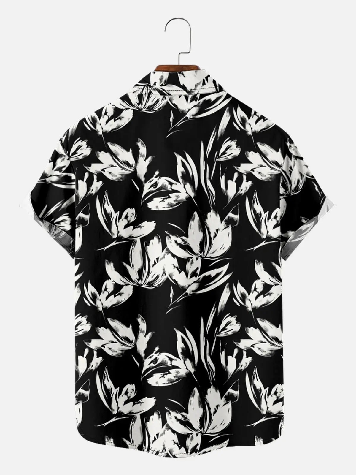 Tall Men's Monochrome Floral Pattern Short Sleeve Shirt ElevenOasis