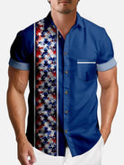 Men's Patriotic Floral Panel Short Sleeve Shirt Eleven Oasis
