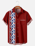 Men's Patriotic Floral Panel Short Sleeve Shirt Eleven Oasis