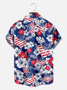 Men's Patriotic Hawaiian Floral Short Sleeve Shirt Eleven Oasis