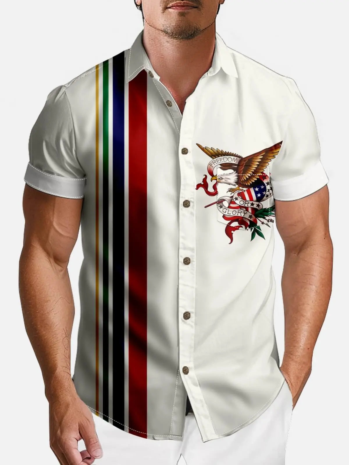 Tall Men's Freedom Glory Eagle Short Sleeve Shirt Eleven Oasis
