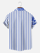 Tall Men's Split Hawaiian Stripe Short Sleeve Shirt Eleven Oasis