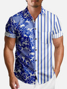 Tall Men's Split Hawaiian Stripe Short Sleeve Shirt Eleven Oasis