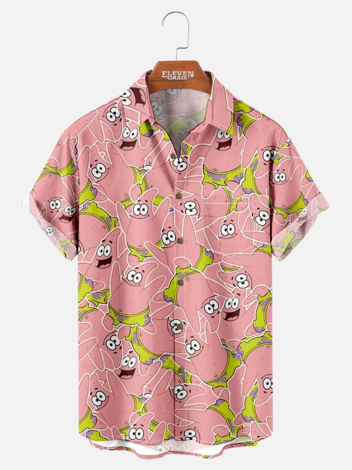 Men's Patrick Star Pattern Short Sleeve Shirt ElevenOasis