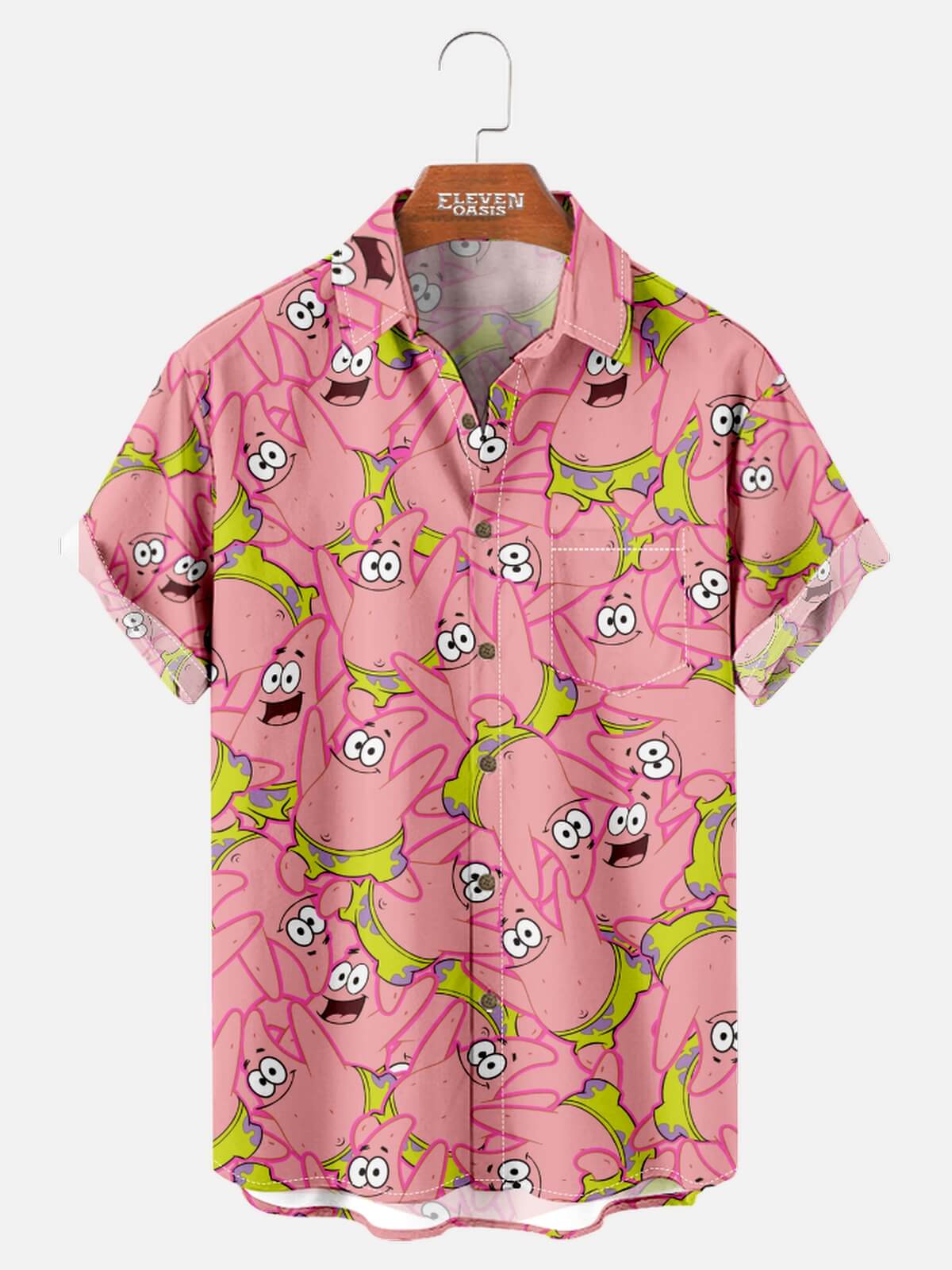 Men's Patrick Star Pattern Short Sleeve Shirt Eleven Oasis