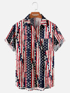 Men's Distressed Stars & Stripes Hawaiian Short Sleeve Shirt Eleven Oasis