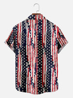 Men's Distressed Stars & Stripes Hawaiian Short Sleeve Shirt Eleven Oasis
