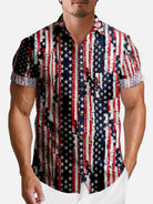 Men's Distressed Stars & Stripes Hawaiian Short Sleeve Shirt Eleven Oasis