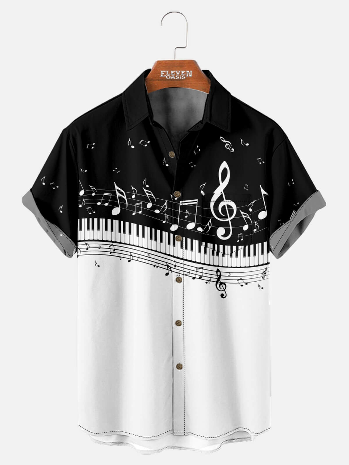 Men's Piano Keys and Notes Short Sleeve Shirt Eleven Oasis