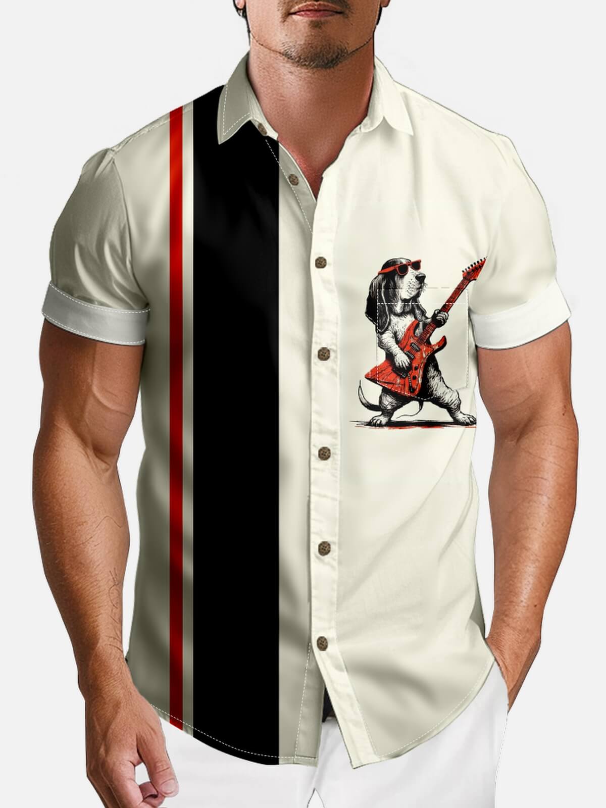 Tall Men's Rock 'n' Roll Dog Short Sleeve Shirt Eleven Oasis