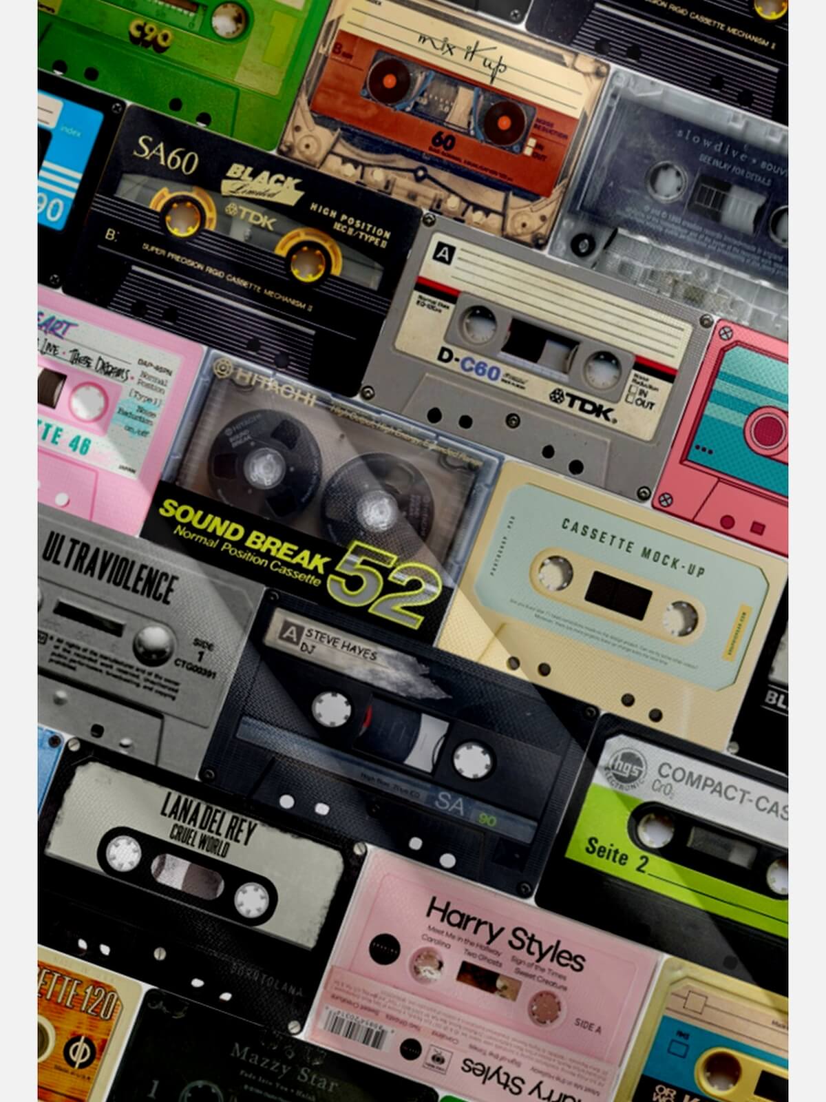 Tall Men's Cassette Tape Print Short Sleeve Shirt Eleven Oasis