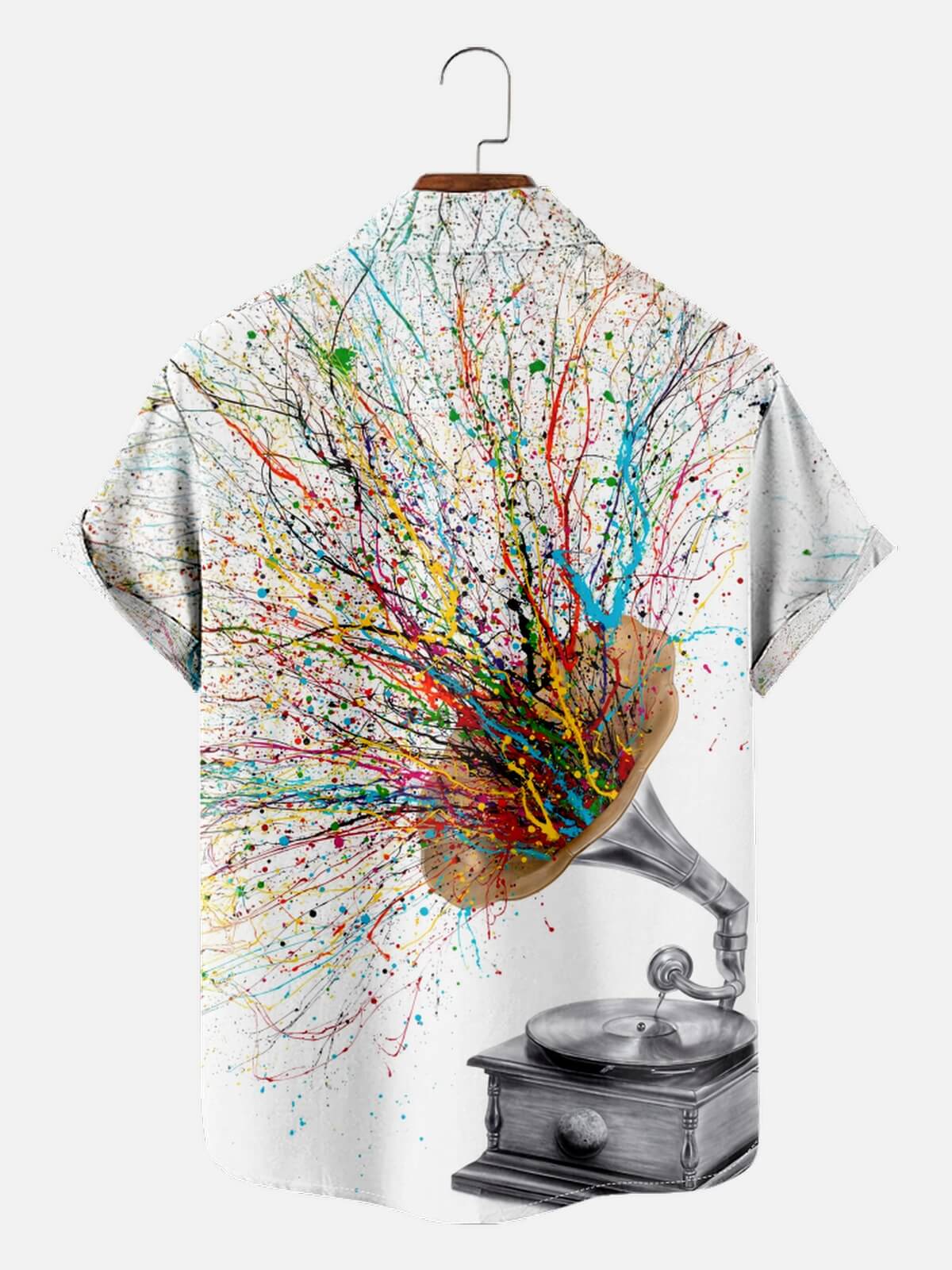 Men's Gramophone Paint Splash Short Sleeve Shirt Eleven Oasis