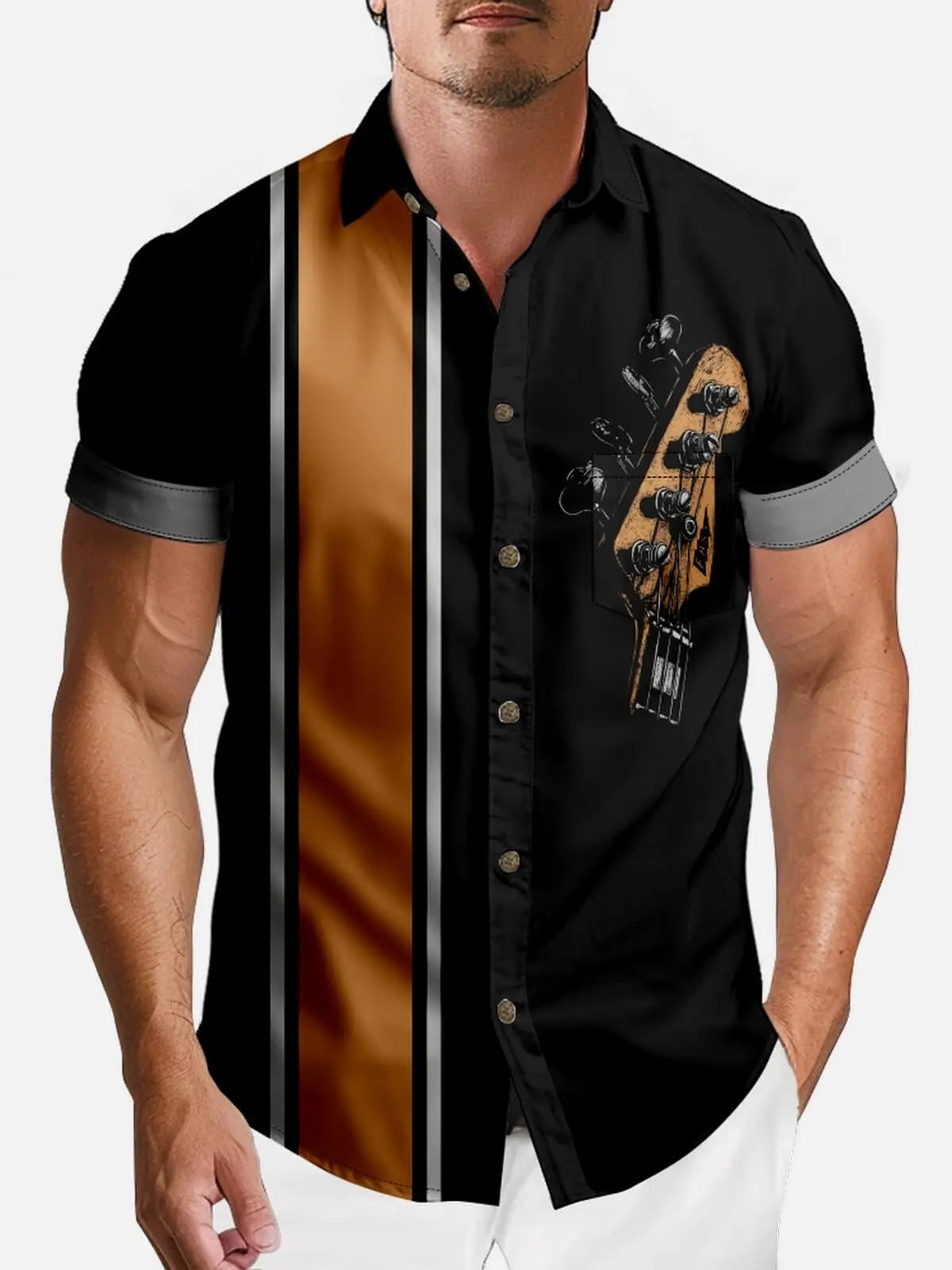 Tall Men's Bass Guitar Short Sleeve Shirt Eleven Oasis