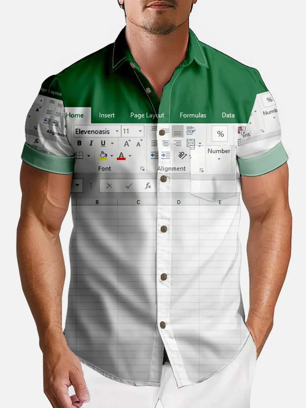 Men's Office Humor Excel Spreadsheet Short Sleeve Shirt ElevenOasis