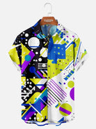 Men's Trapper Keeper Inspired Colorful  Geometric Shapes Short Sleeve Shirt ElevenOasis
