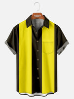 Tall Men's Basic 50s Style Bowling Short Sleeve Shirt ElevenOasis