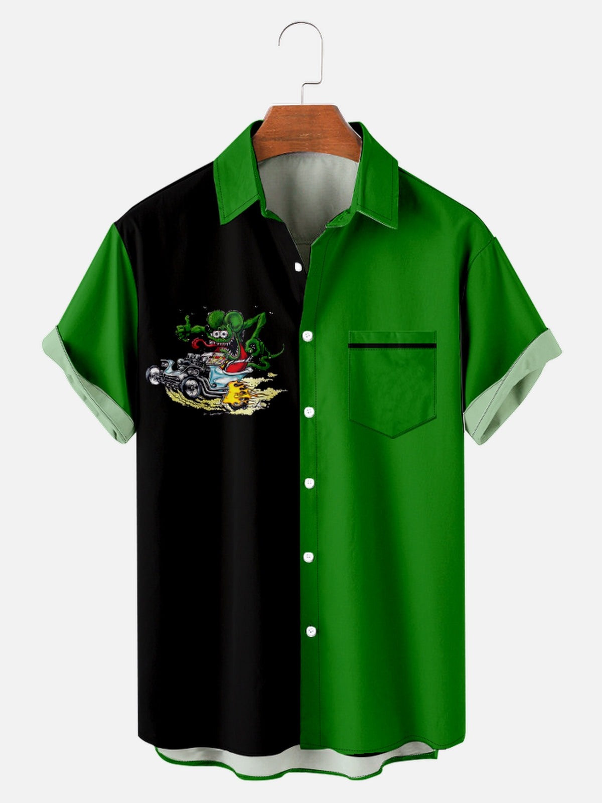 Men's Rat Fink Hot Rod Pinstripe Short Sleeve Shirt ElevenOasis