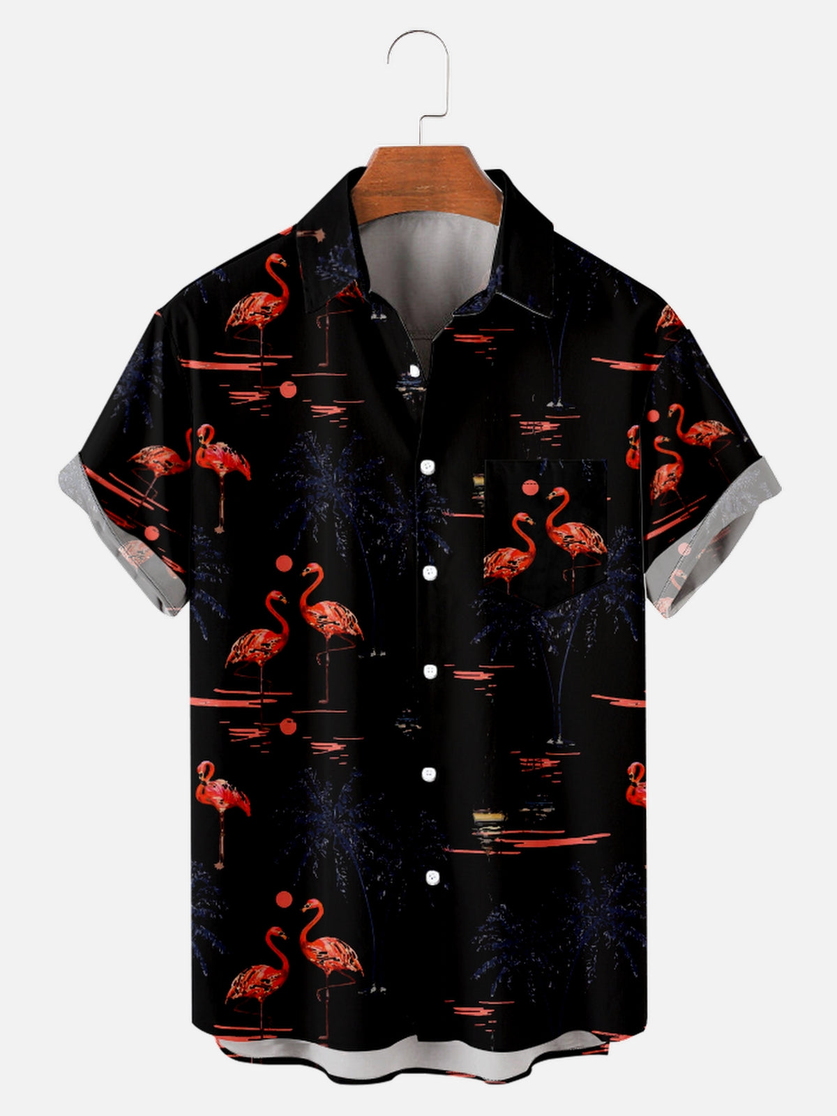 Men's Beach Flamingo Vacay Style Casual Short Sleeve Shirt ElevenOasis