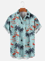 Men's Beach Flamingo Vacay Style Casual Short Sleeve Shirt ElevenOasis
