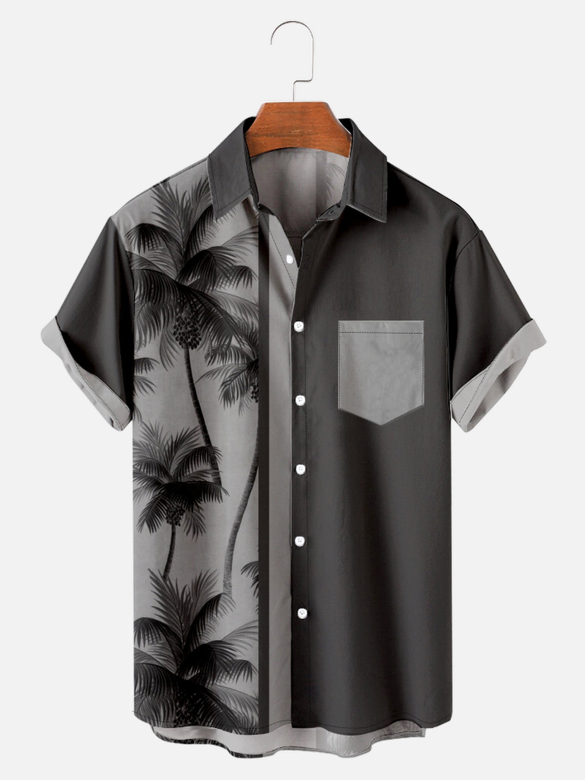 Tall Men's Coconut Tree Casual Breathable Hawaiian Short Sleeve Shirt ElevenOasis