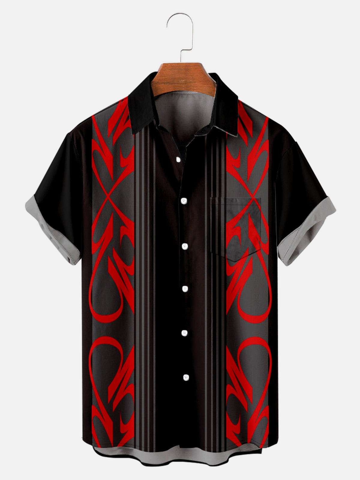 Tall Men's Racing Stripe Geometric Short Sleeve Shirt ElevenOasis
