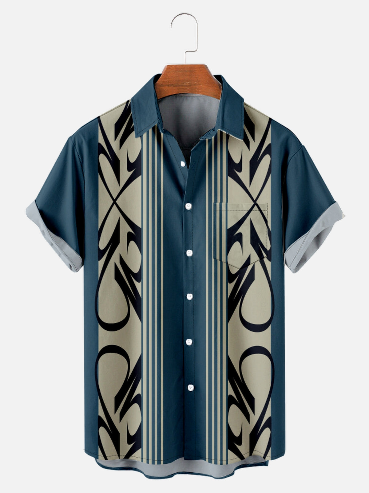 Tall Men's Racing Stripe Geometric Short Sleeve Shirt ElevenOasis