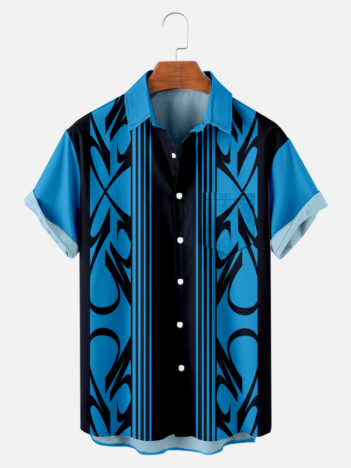 Tall Men's Racing Stripe Geometric Short Sleeve Shirt ElevenOasis