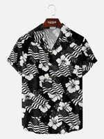 Men's Patriotic American Flag Hibiscus Hawaiian Short Sleeve Shirt Eleven Oasis