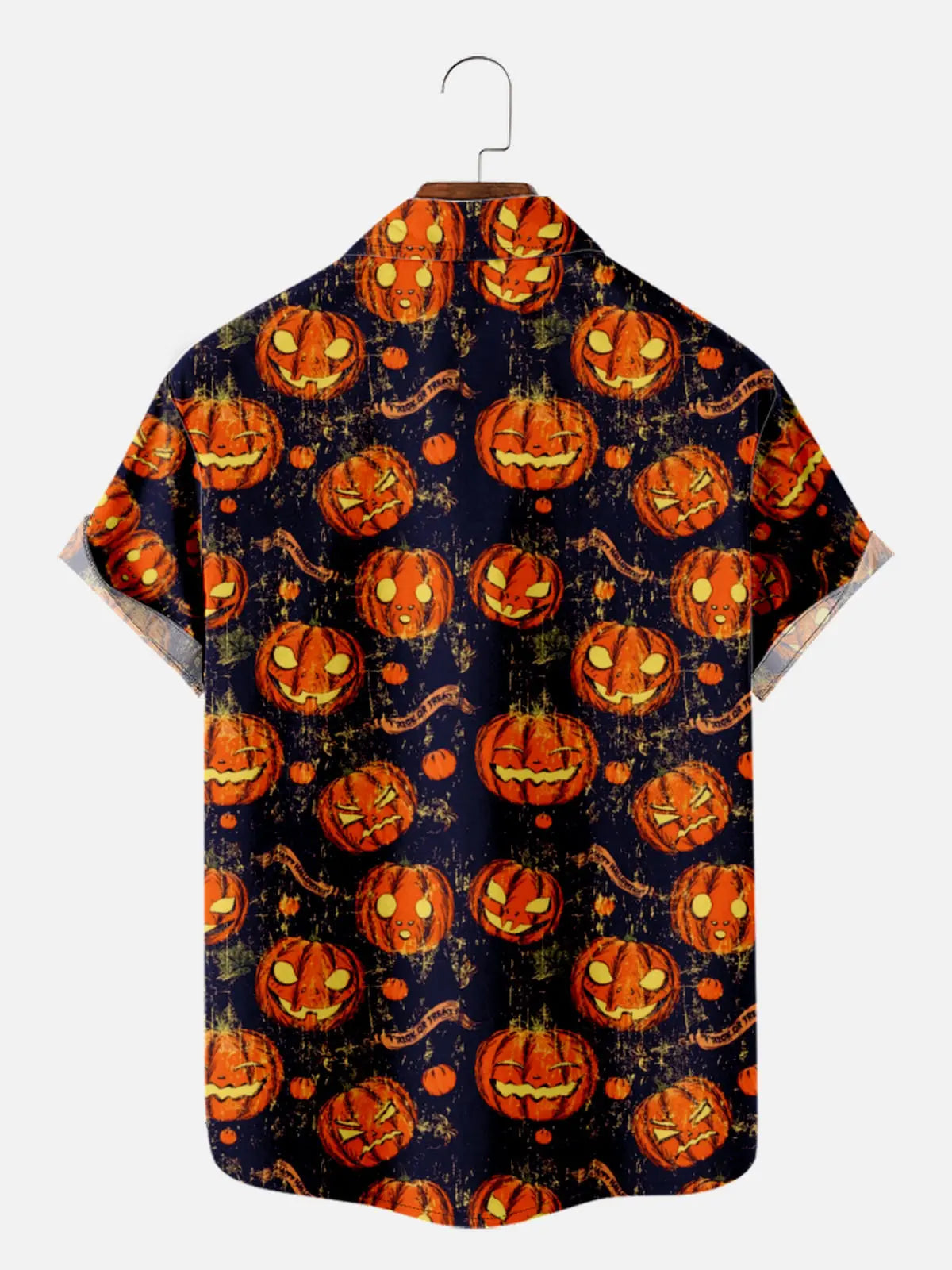Tall Men's Jack-O'-Lantern Halloween Short Sleeve Shirt ElevenOasis