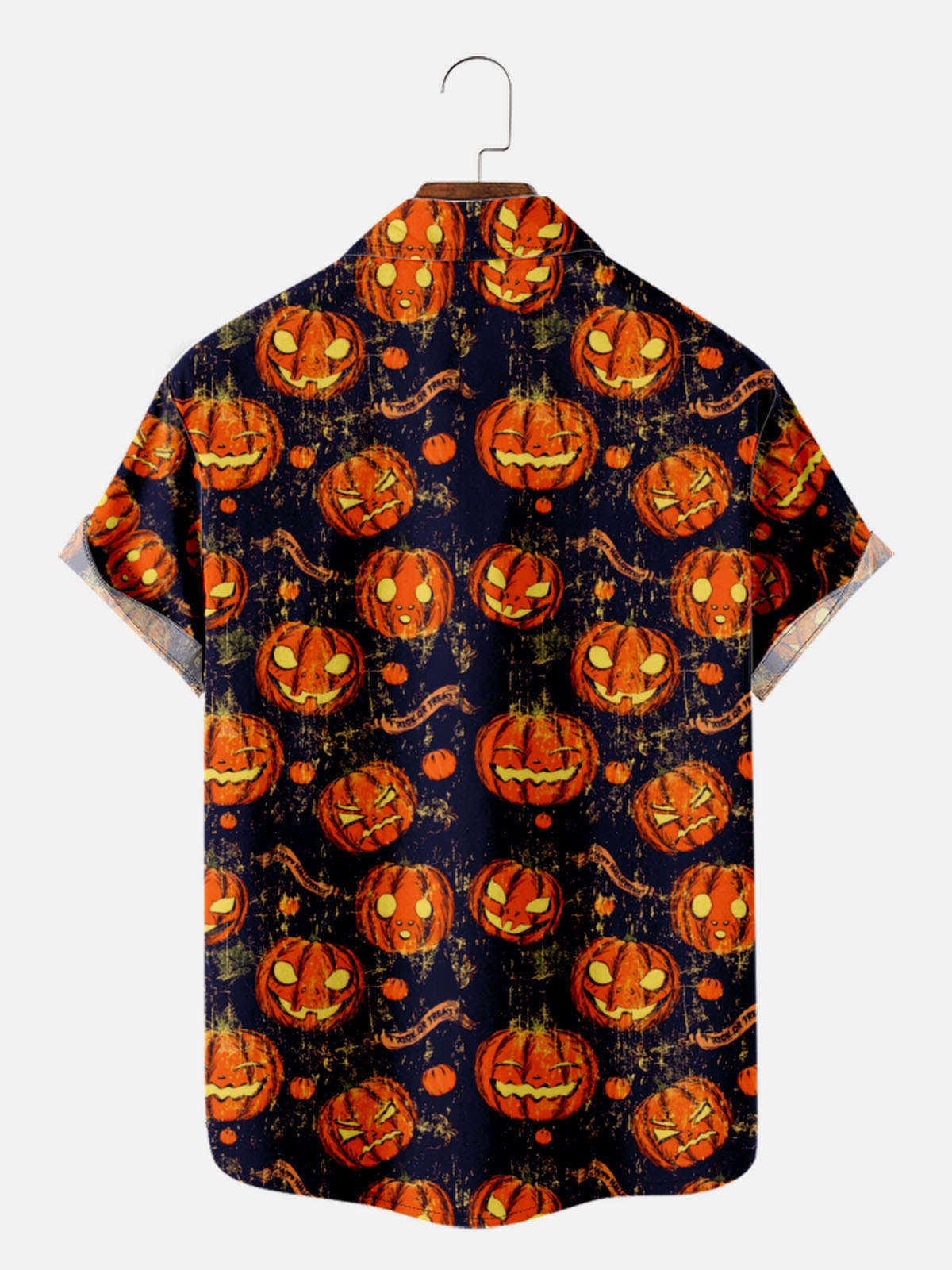 Tall Men's Jack-O'-Lantern Halloween Short Sleeve Shirt Eleven Oasis
